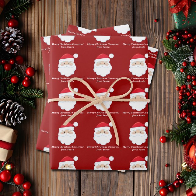 Von Santa Niedliche Custom Red Kids Weihnachten Geschenkpapier Set (Von Creator hochgeladen)