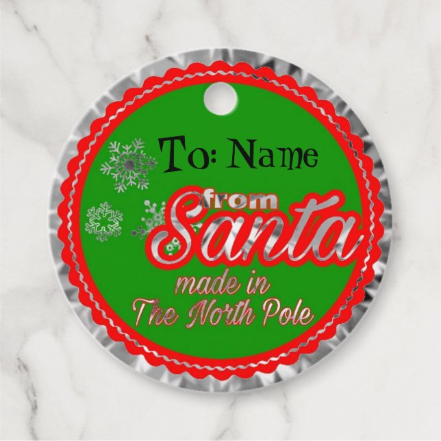 Von Santa Personalisiert Geschenkanhänger (Vorderseite)