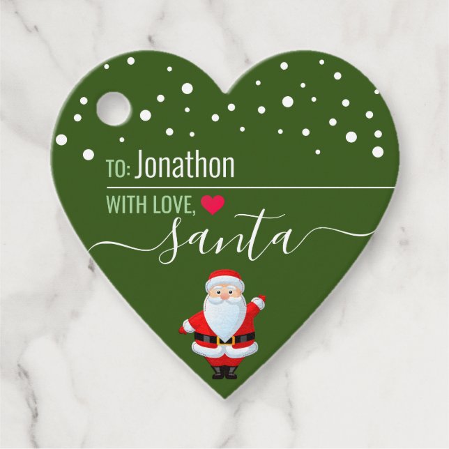 Von Santa Personalisiert Green Weihnachtsgeschenk- Geschenkanhänger (Vorderseite)