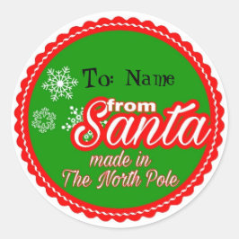 Von Santa Personalisiert Runder Aufkleber