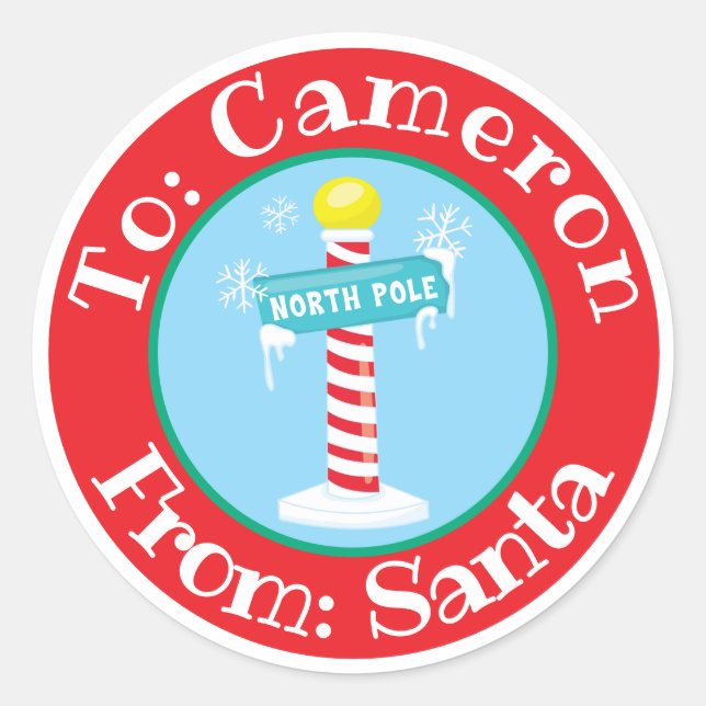 Von Santa Sticker Individuelle Name North Pole Sig (Vorderseite)