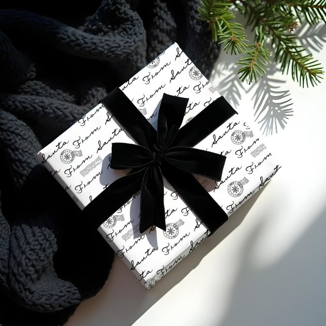 Von Santa Vintag Postage Mail Parcel White Geschenkpapier (From Santa Vintage Postage Mail Parcel Red & Gold Wrapping Paper)