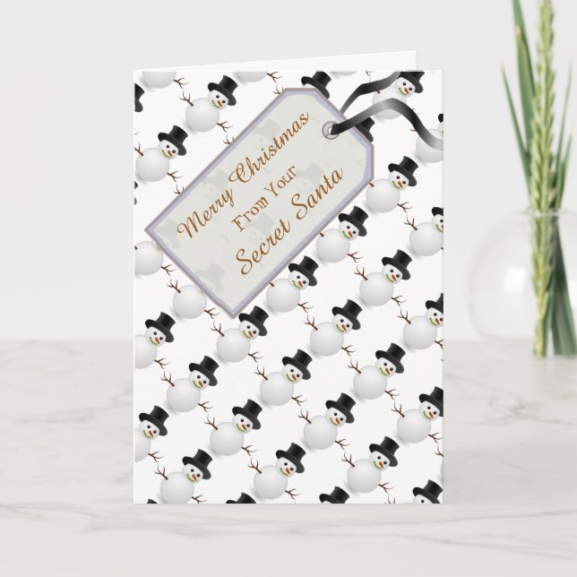 Von Secret Santa - Frohe Weihnachtsschneemänner Feiertagskarte (Vorderseite)
