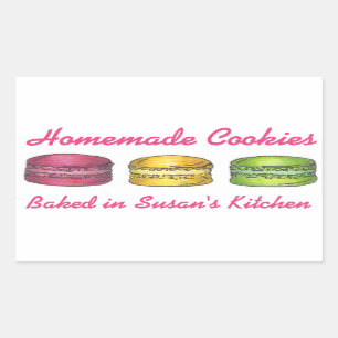 Von selbst gemachte Cookies Macaroon Macaron, geba Rechteckiger Aufkleber