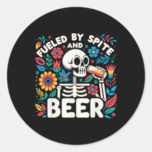 Von Spite und Bier gespeist Skelettblüte Runder Aufkleber