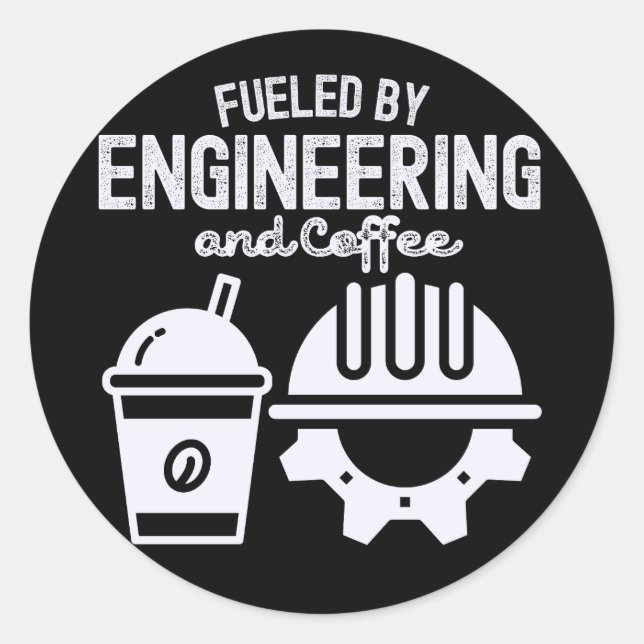 Von Technik und Kaffee angetrieben Runder Aufkleber (Vorderseite)
