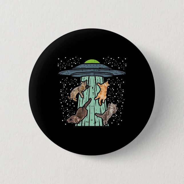 Von Ufo Funny Alien Space entführte Katzen Lover M Button (Vorderseite)