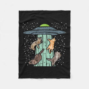 Von Ufo Funny Alien Space entführte Katzen Lover M Fleecedecke