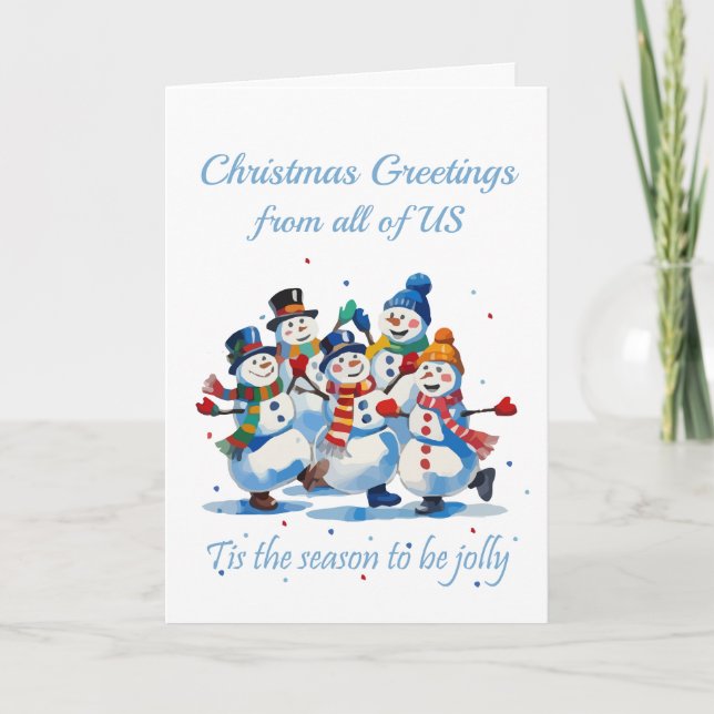 Von uns allen tanzt Jolly Snowmen Karte (Vorderseite)