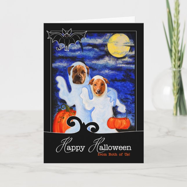 von uns beiden | Halloween Funny Ghost Dogs Karte (Vorderseite)