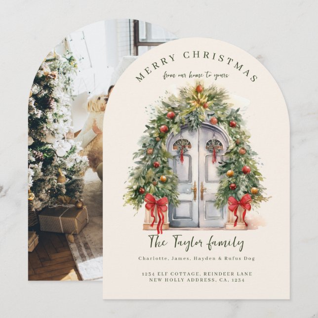 Von unserer Zuhause bis zur Weihnachtskarte Einladung (Vorne/Hinten)