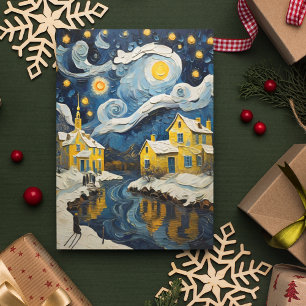Von Van Gogh Inspirierte Vintage Weihnachtskunst Feiertagskarte