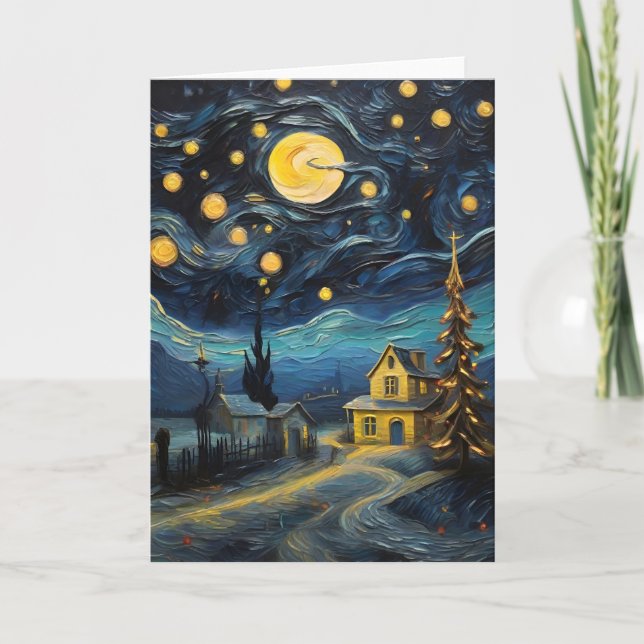 Von Van Gogh Inspirierte Vintage Weihnachtskunst Karte (Vorderseite)