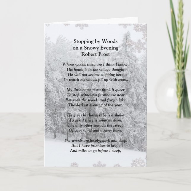 Von Woods Snowy Abend Robert Frost Gedicht stoppen Karte (Vorderseite)
