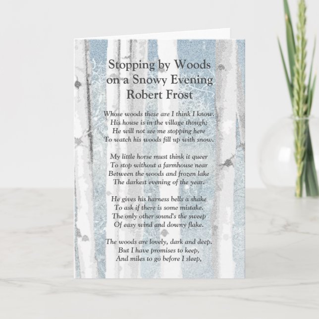 Von Woods Snowy Abend Robert Frost Gedicht stoppen Karte (Vorderseite)