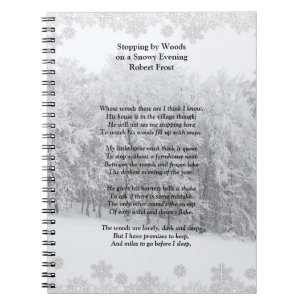 Von Woods Snowy Abend Robert Frost Gedicht stoppen Notizblock