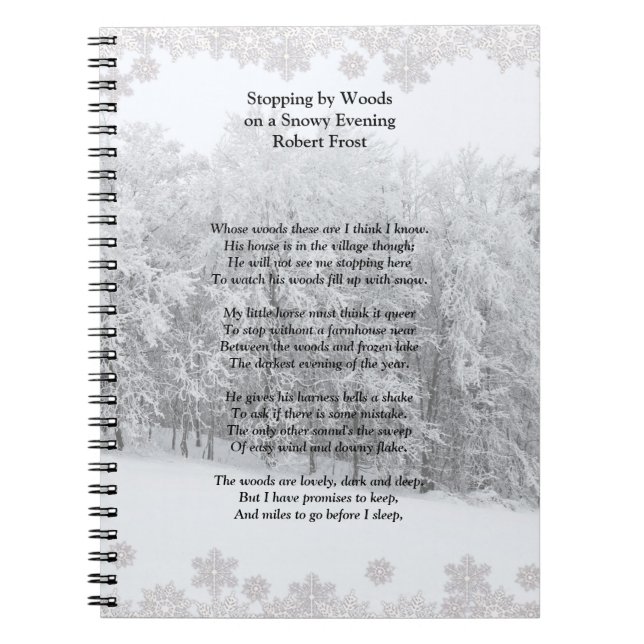 Von Woods Snowy Abend Robert Frost Gedicht stoppen Notizblock (Vorderseite)