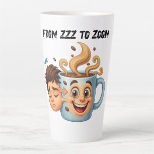 "Von Zzz zu Zoom" T-Shirt - Kaffeetasse Gesicht Milchtasse
