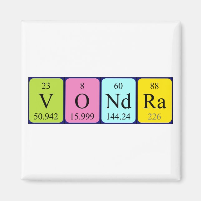Vondra-Magnet für den periodischen Tabellennamen Magnet (Vorne)