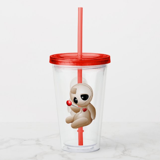 Voodoo Doll Cartoon in der Liebe Acryltrinkbecher (Vorderseite)