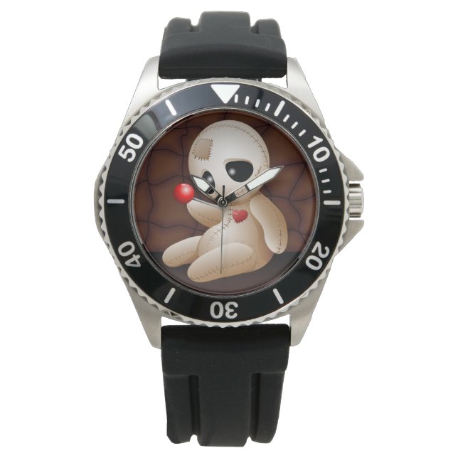 Voodoo Doll Cartoon in der Liebe Armbanduhr (Vorderseite)