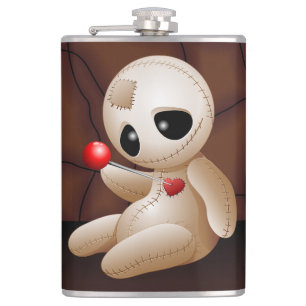 Voodoo Doll Cartoon in der Liebe Flachmann