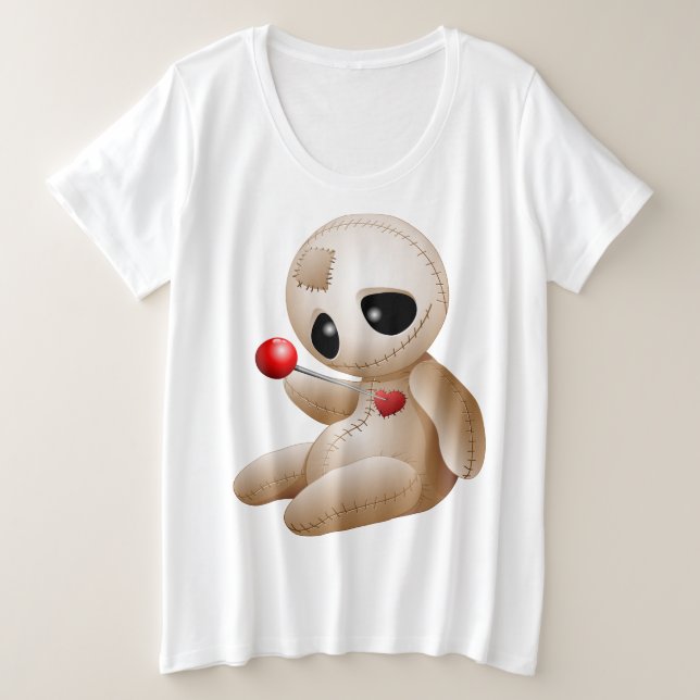 Voodoo Doll Cartoon in der Liebe Große Größe T-Shirt (Design vorne)