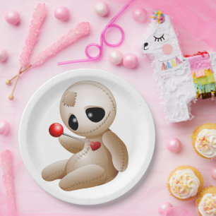 Voodoo Doll Cartoon in der Liebe Pappteller