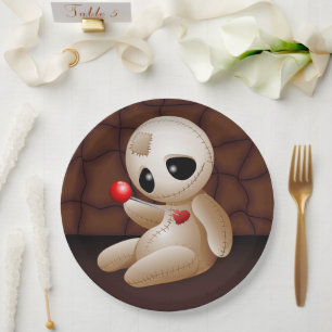 Voodoo Doll Cartoon in der Liebe Pappteller