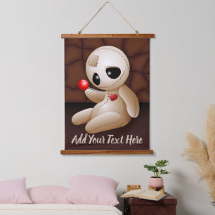 Voodoo Doll Cartoon in der Liebe Wandteppich Mit Holzrahmen