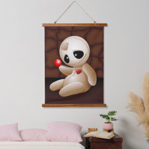 Voodoo Doll Cartoon in der Liebe Wandteppich Mit Holzrahmen