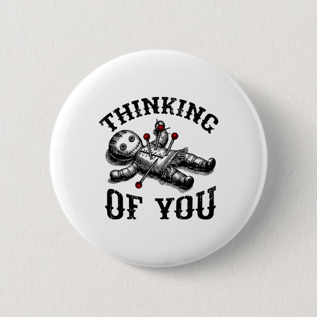 Voodoo Doll denken Sie lustig Goth Halloween C Button (Vorderseite)