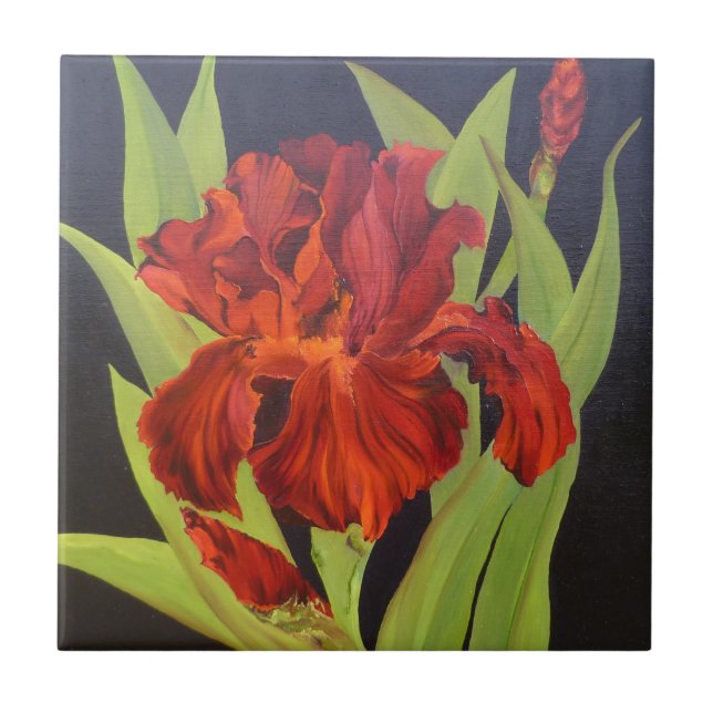 Voodoo-Flammen-Rot-Iris Fliese (Vorderseite)