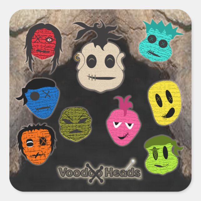 Voodoo Heads ~ Höhle Quadratischer Aufkleber (Vorderseite)