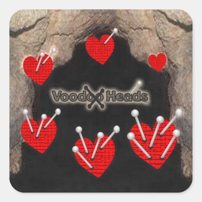 Voodoo Heads ~ Höhle Quadratischer Aufkleber (Vorderseite)