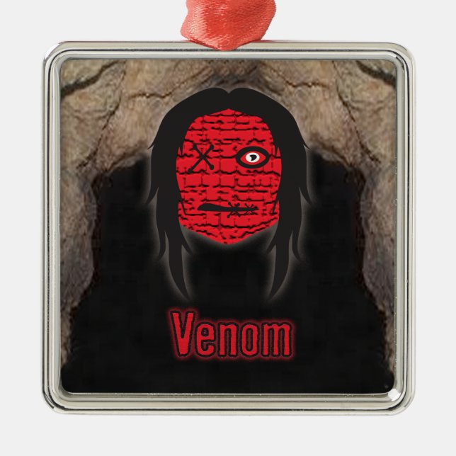 Voodoo Heads ~ Höhle Silbernes Ornament (Vorne)