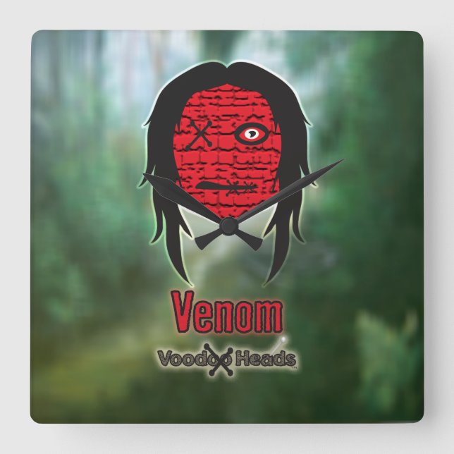 Voodoo Heads ~ Sumpf Quadratische Wanduhr (Vorderseite)