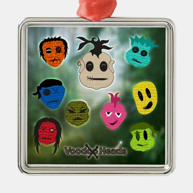 Voodoo Heads ~ Sumpf Silbernes Ornament (Vorne)