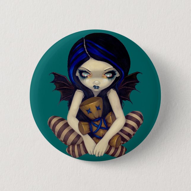 "Voodoo im blauen" Knopf Button (Vorderseite)