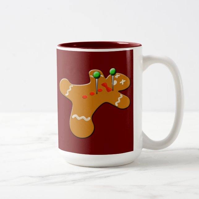 Voodoo-Lebkuchen-Mann-WeihnachtsSpaß Zweifarbige Tasse (Rechts)
