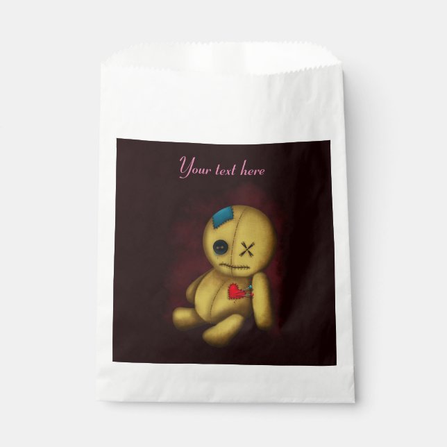 Voodoo Rag Doll mit Schaltflächen Patches und Butt Geschenktütchen (Vorderseite)