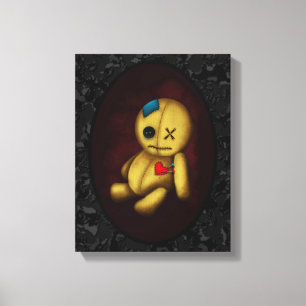 Voodoo-Ragdoll mit Knöpfen, Flicken und Nadeln Leinwanddruck
