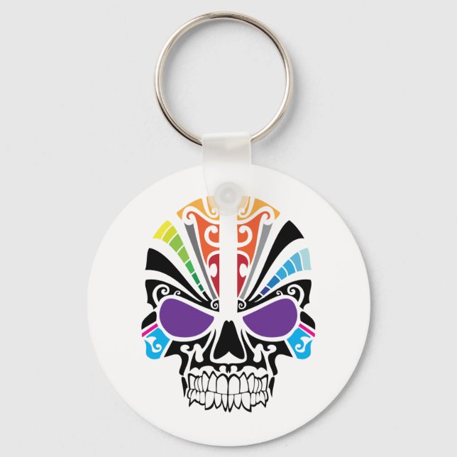 Voodoo Rainbow Skull Schlüsselanhänger (Vorderseite)