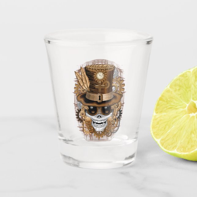 Voodoo-Retro-Maschine Schnapsglas (Vorderseite)