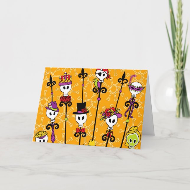 VOODOO-SCHÄDEL-KARNEVAL-PARTY KARTE (Vorderseite)