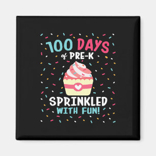 Vor 100 Tagen Schulmädchen Sprinkled Fun Cupca Magnet