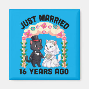 Vor 16 Jahren verheiratet Katzen-Hochzeitsjubiläum Magnet