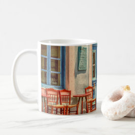 Vor dem griechischen Café Kaffeetasse
