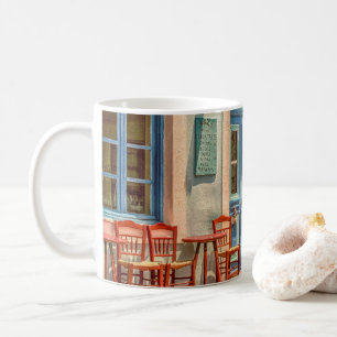 Vor dem griechischen Café Kaffeetasse