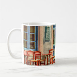 Vor dem griechischen Café Kaffeetasse